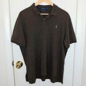 POLO RALPH LAUREN Men’s Heather Brown Pima Cotton Short Sleeve Polo Shirt XL